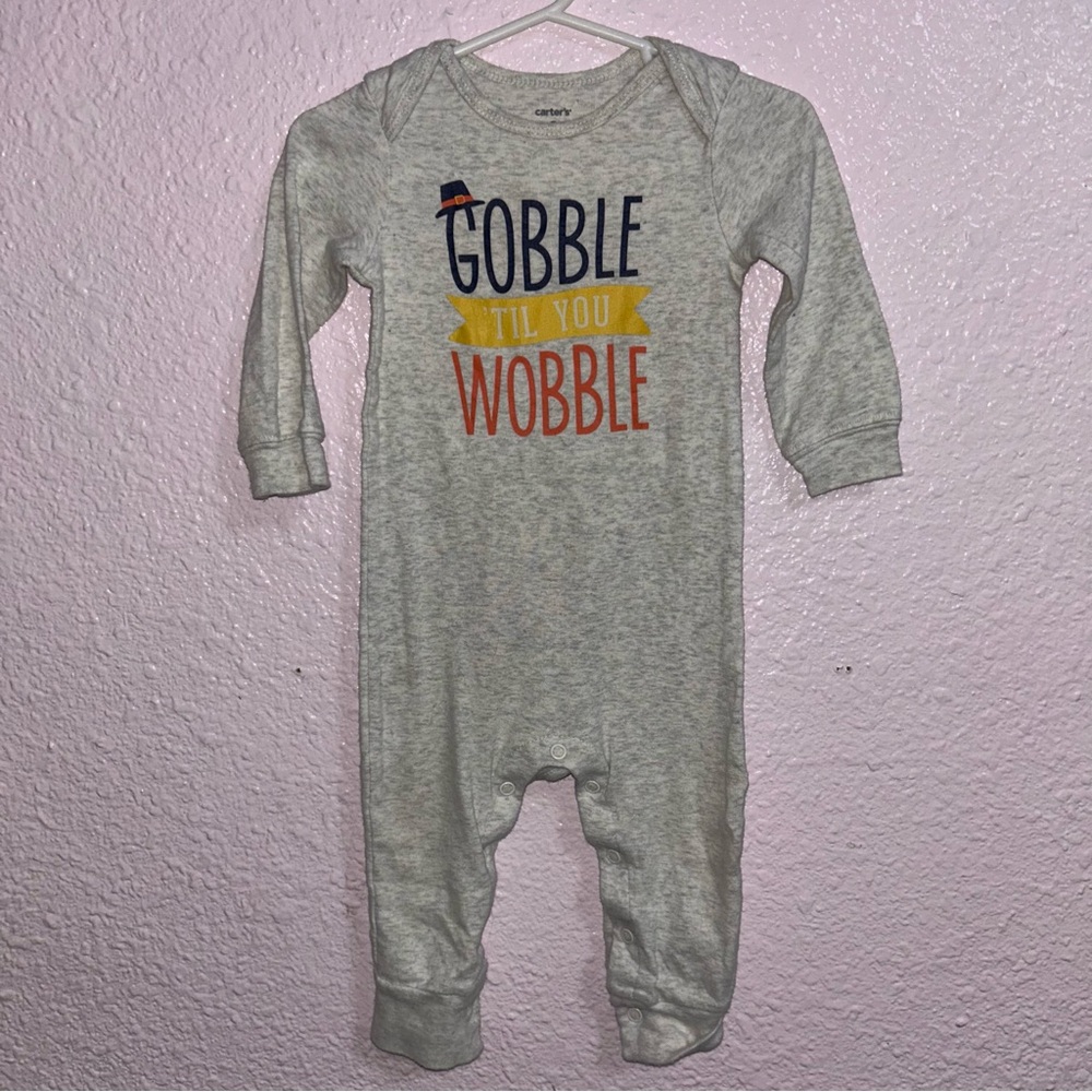 Carter's Gray and Brown One Piece Thanksgiving Outfit